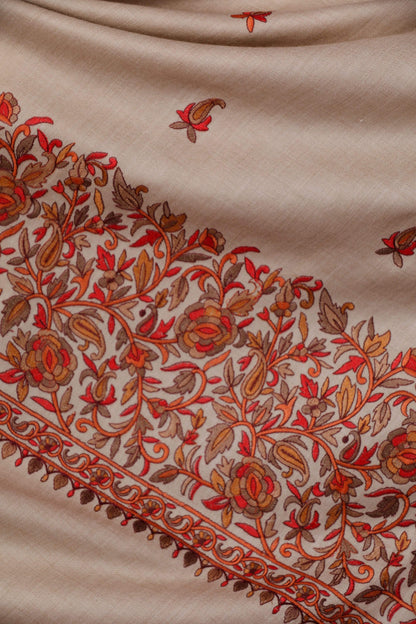Pashtush India Shawl Pashtush Womens Papier Machè Embroidery Palla Shawl - Taupe