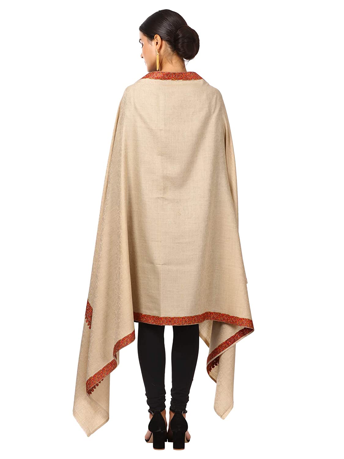 Pashtush Womens Papier-MâChé Embroidery With Intricate Needlework (Taupe)