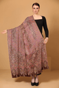 Pashtush India Womens Shawls Pashtush Womens Pashmina, Hand Embroidered Papier-mâché Shawl, With Intricate Resham Threadword
