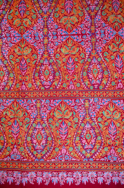 Pashtush India Womens Shawls Pashtush Womens Pashmina Handloom Shawl, Silk Kashmiri Papier Mache Embroidery, Resham Threadwork
