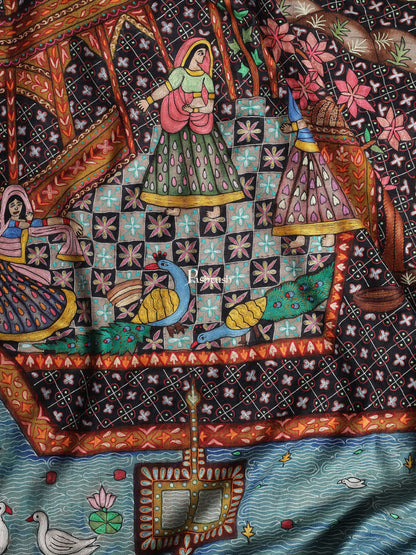 Pashtush India Womens Shawls Pashtush Womens Pashmina Handmade Kalamkari Shawl, Multicoloured
