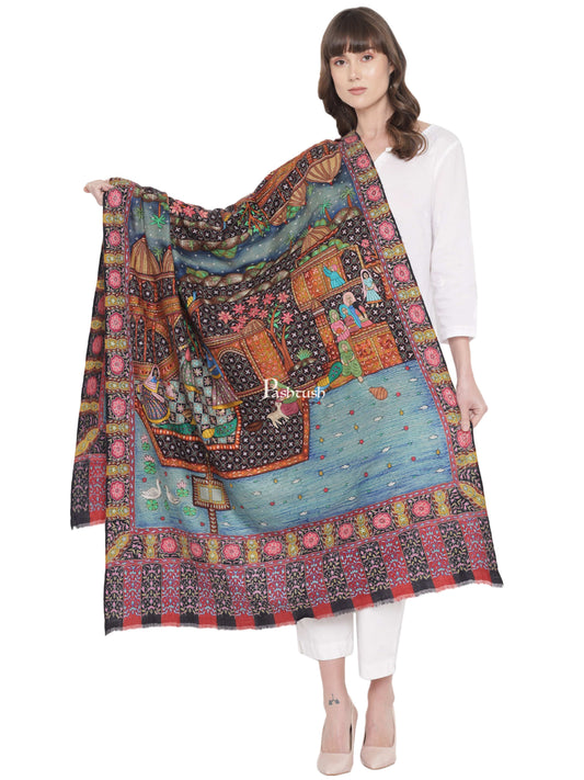 Pashtush India Womens Shawls Pashtush Womens Pashmina Handmade Kalamkari Shawl, Multicoloured