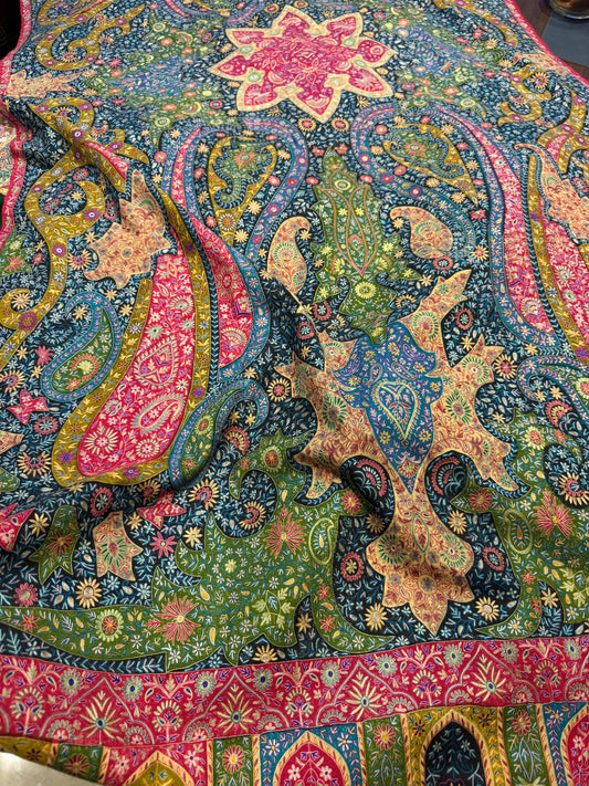 Pashtush India Womens Shawls Pashtush Womens Pashmina Kalamkari Shawl, Hand Painted And Embroidered Kalamkari, Hand Woven