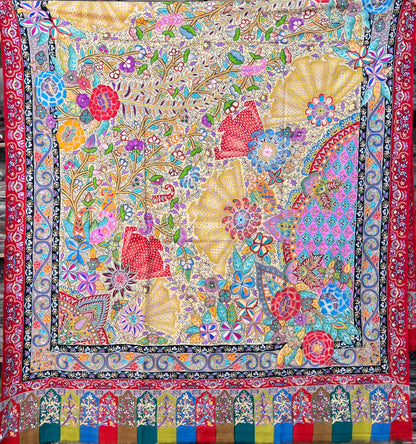 Pashtush India Womens Shawls Pashtush Womens Pashmina Shawl, Handmade Kalamkari, Multicoloured