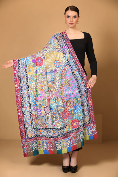 Pashtush India Womens Shawls Pashtush Womens Pashmina Shawl, Handmade Kalamkari, Multicoloured