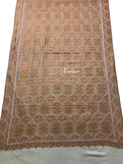 Pashtush India Womens Shawls Pashtush Womens Pashmina Shawl, Handwoven with Sozni Hand Embroidery