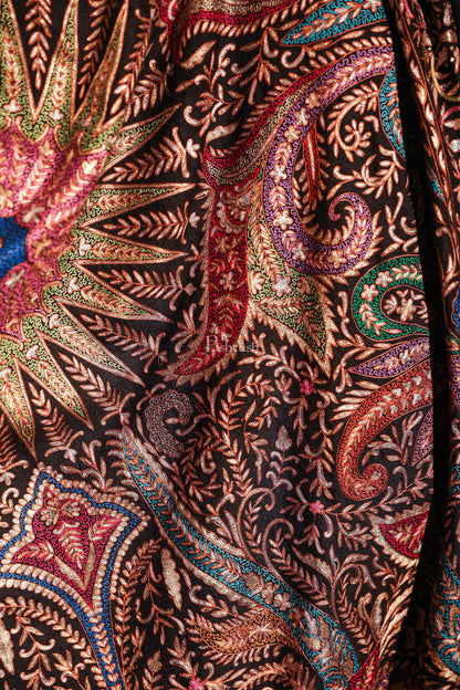 Pashtush India Womens Shawls PASHTUSH WOMENS PASHMINA SHAWL, KASHMIRI TILLA WORK, HANDLOOM, MULTICOLOURED
