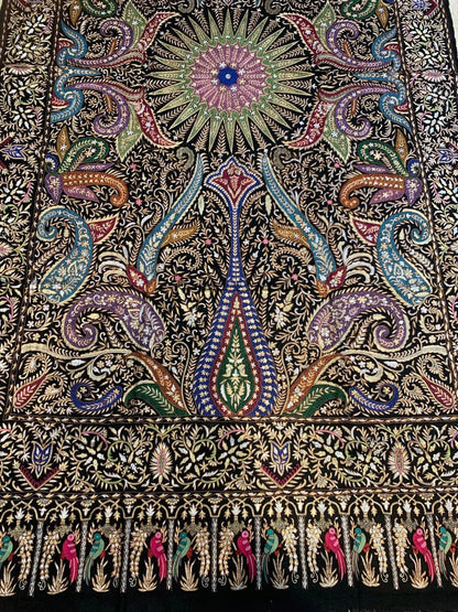 Pashtush India Womens Shawls PASHTUSH WOMENS PASHMINA SHAWL, KASHMIRI TILLA WORK, HANDLOOM, MULTICOLOURED