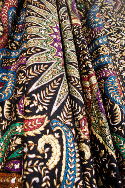 Pashtush India Womens Shawls PASHTUSH WOMENS PASHMINA SHAWL, KASHMIRI TILLA WORK, HANDLOOM, MULTICOLOURED