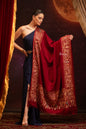 Pashtush India Womens Shawls Pashtush Womens Pashmina Stole, Kashmiri Tilla Work, Handloom, Maroon