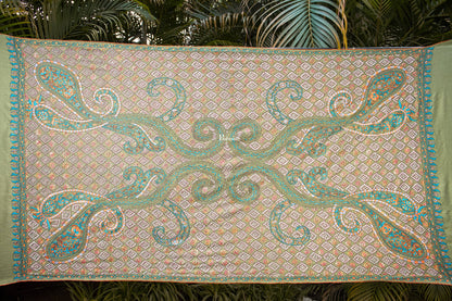 Pashtush India Womens Shawls Pashtush Womens Pure Pashmina Shawl, Arabic Sea Green