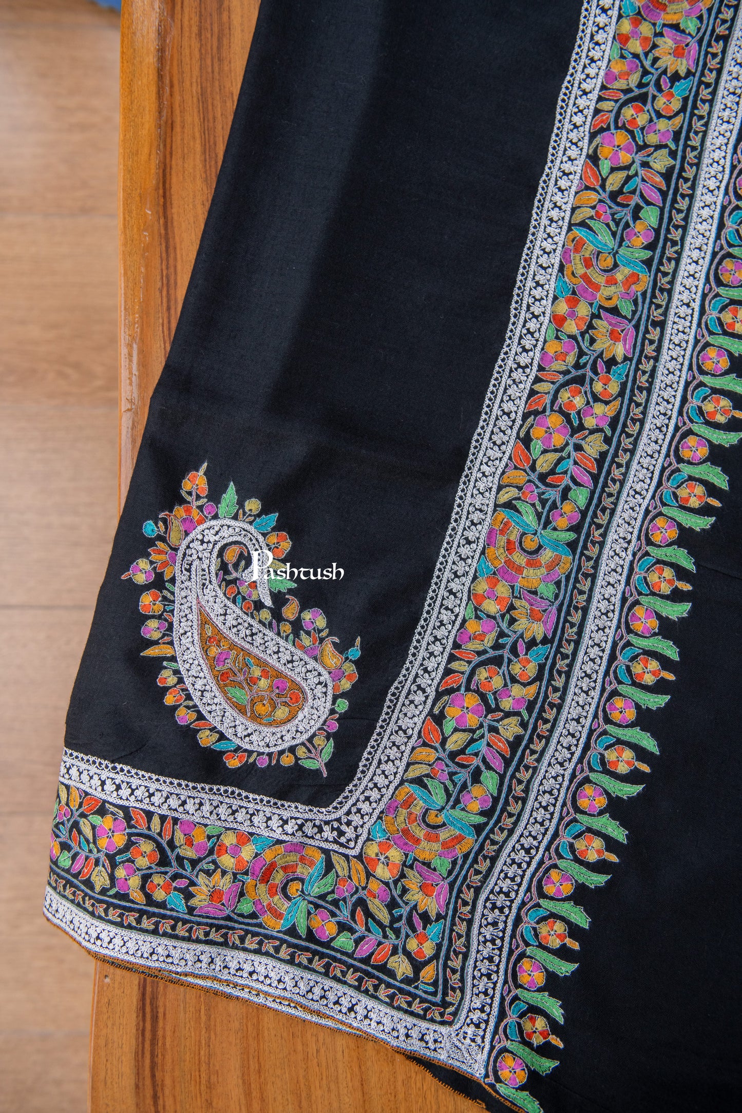 Pashtush India Womens Shawls Pashtush Womens Pure Pashmina Shawl, Black