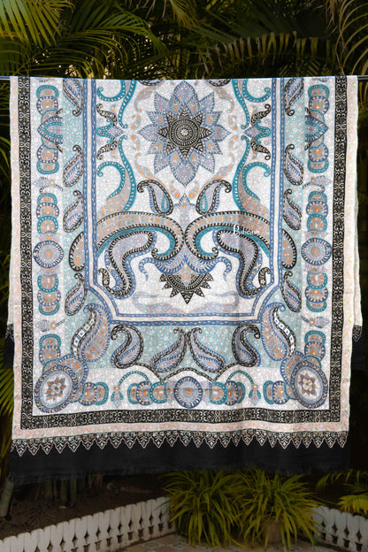 Pashtush India Womens Shawls Pashtush Womens Pure Pashmina Shawl, Hand Embroidery, Hand Woven, Kalamkari Design, Multicolour