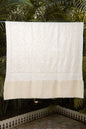 Pashtush India Womens Shawls Pashtush Womens Pure Pashmina Shawl, Hand Embroidery, Hand Woven, Tonal Design, Ivory