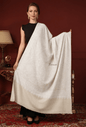 Pashtush India Womens Shawls Pashtush Womens Pure Pashmina Shawl, Hand Embroidery, Hand Woven, Tonal Design, Ivory