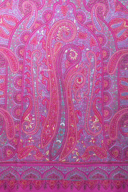 Pashtush India Womens Shawls Pashtush Womens Pure Pashmina Shawl, Hand Hand Embroidery, Hand Woven, Fuschia