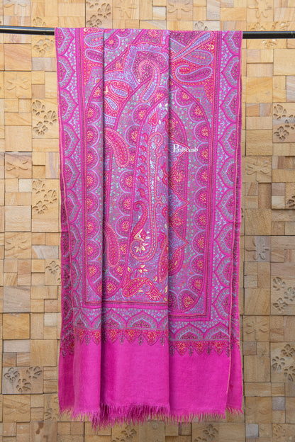 Pashtush India Womens Shawls Pashtush Womens Pure Pashmina Shawl, Hand Hand Embroidery, Hand Woven, Fuschia