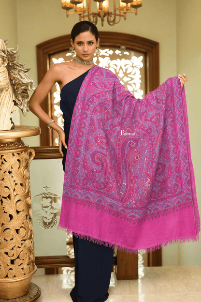 Pashtush India Womens Shawls Pashtush Womens Pure Pashmina Shawl, Hand Hand Embroidery, Hand Woven, Fuschia