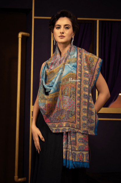 Pashtush India Womens Shawls Pashtush Womens Pure Pashmina Shawl, Hand Painted, Hand Woven Design, Multicolour