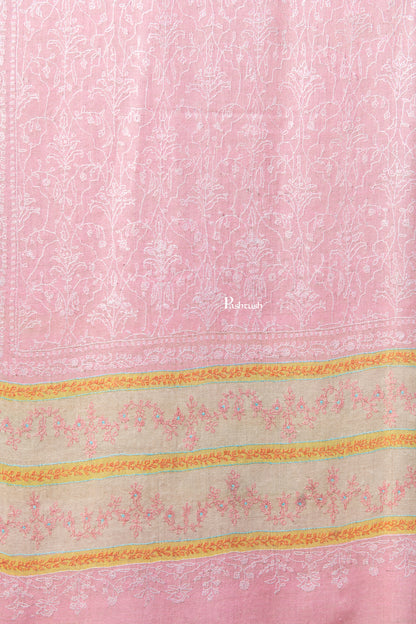 Pashtush India Womens Shawls Pashtush Womens Pure pashmina shawl, hand woven, tonal hand embroidery, soft Powder pink