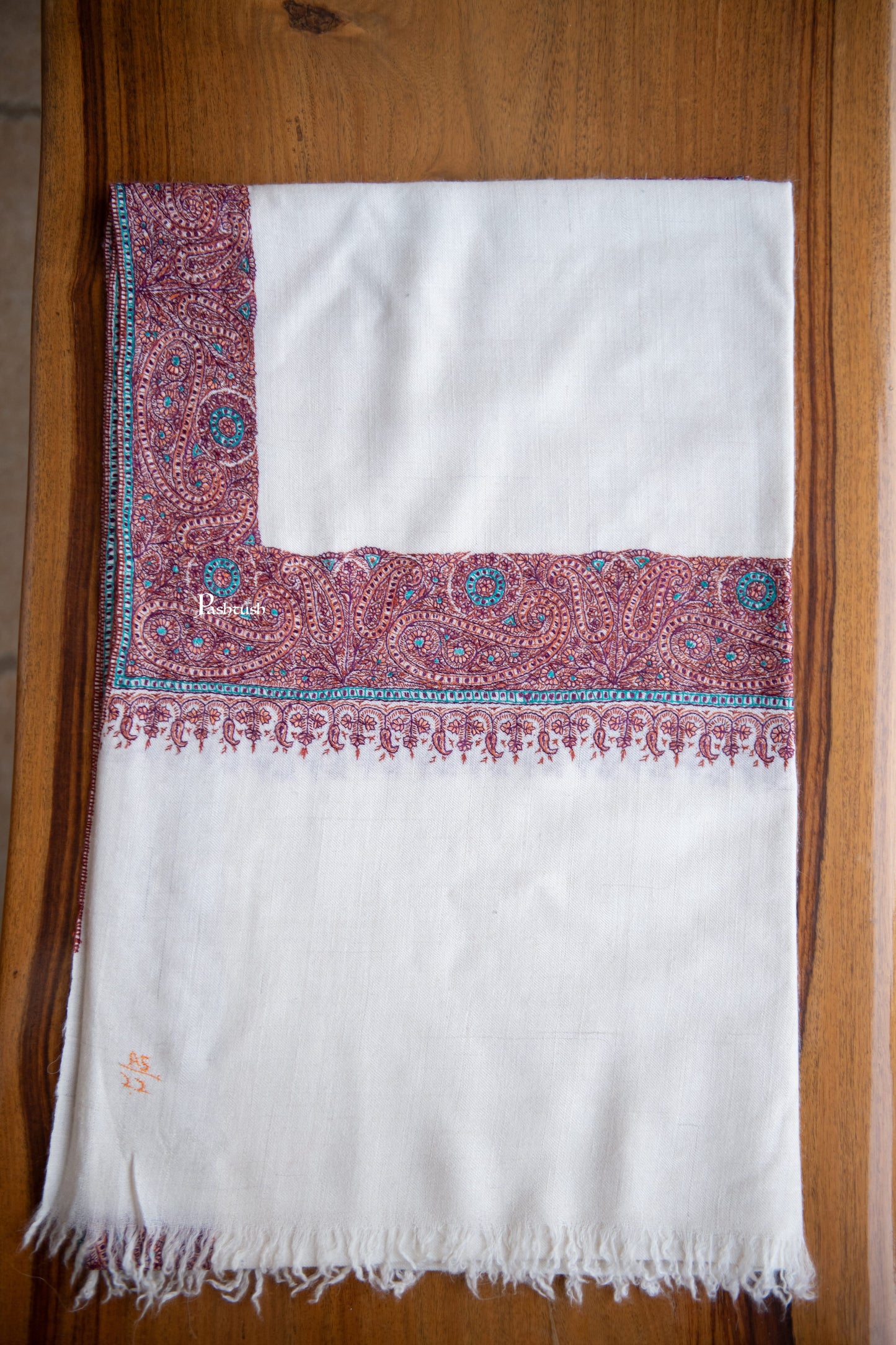 Pashtush India Womens Shawls Pashtush Womens Pure Pashmina Shawl, Ivory