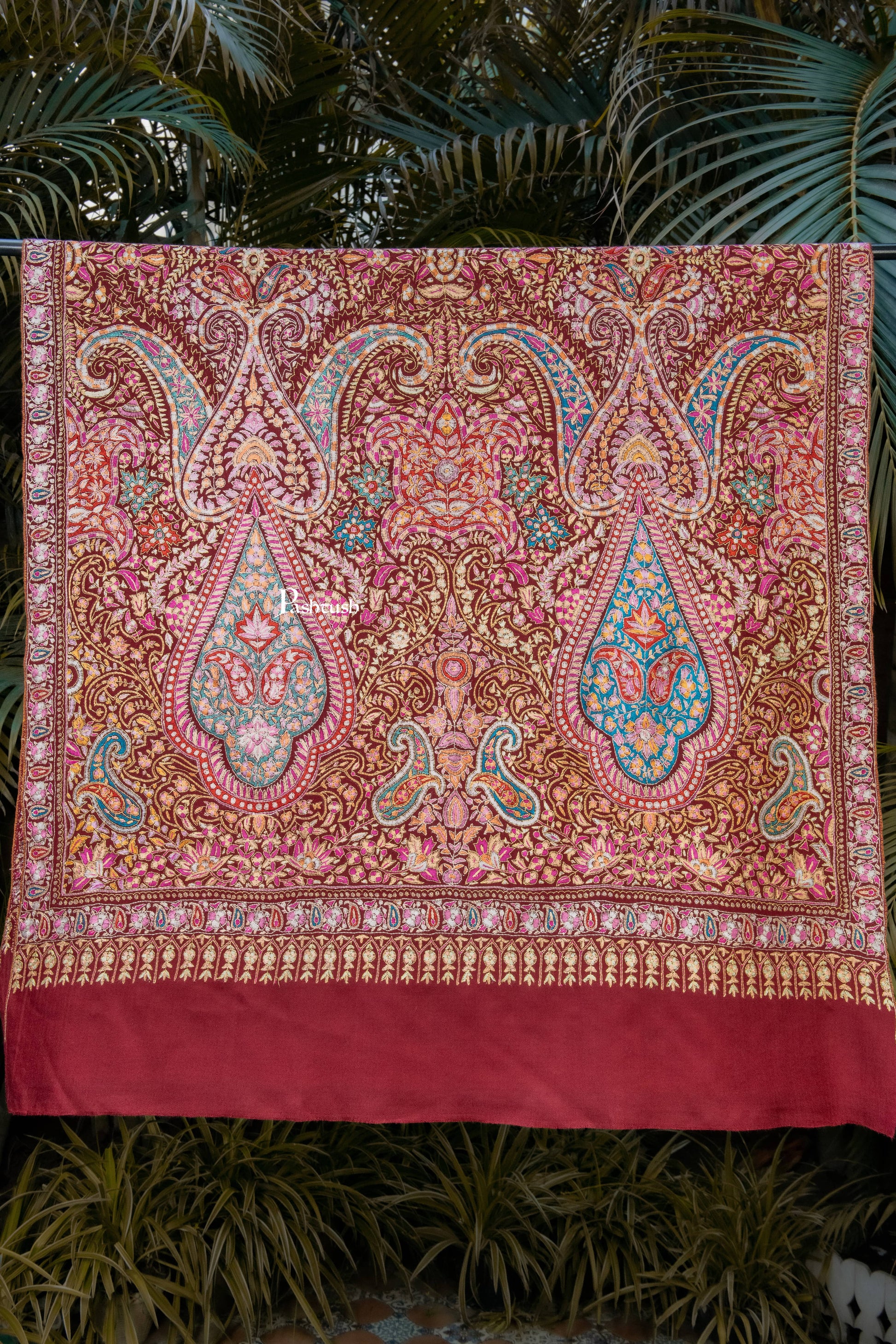 Pashtush India Womens Shawls Pashtush Womens Pure Pashmina Shawl, Maroon