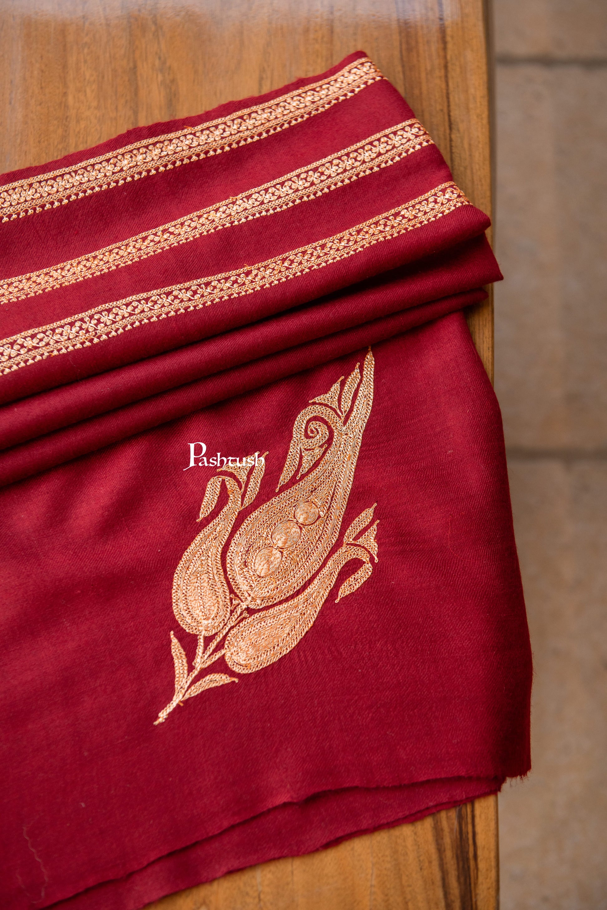 Pashtush India Womens Shawls Pashtush Womens Pure Pashmina Shawl, Maroon