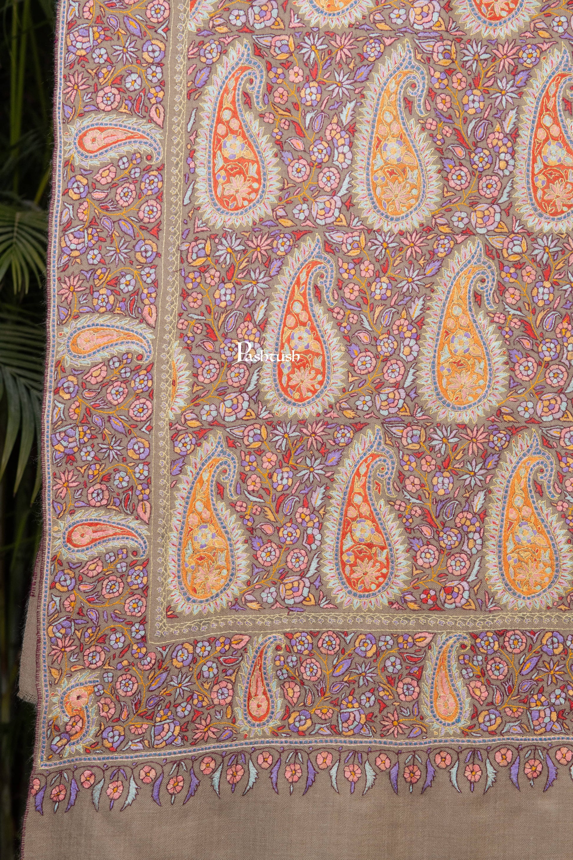 Pashtush India Womens Shawls Pashtush Womens Pure Pashmina Shawl, Multicolour With Natural Woven Base