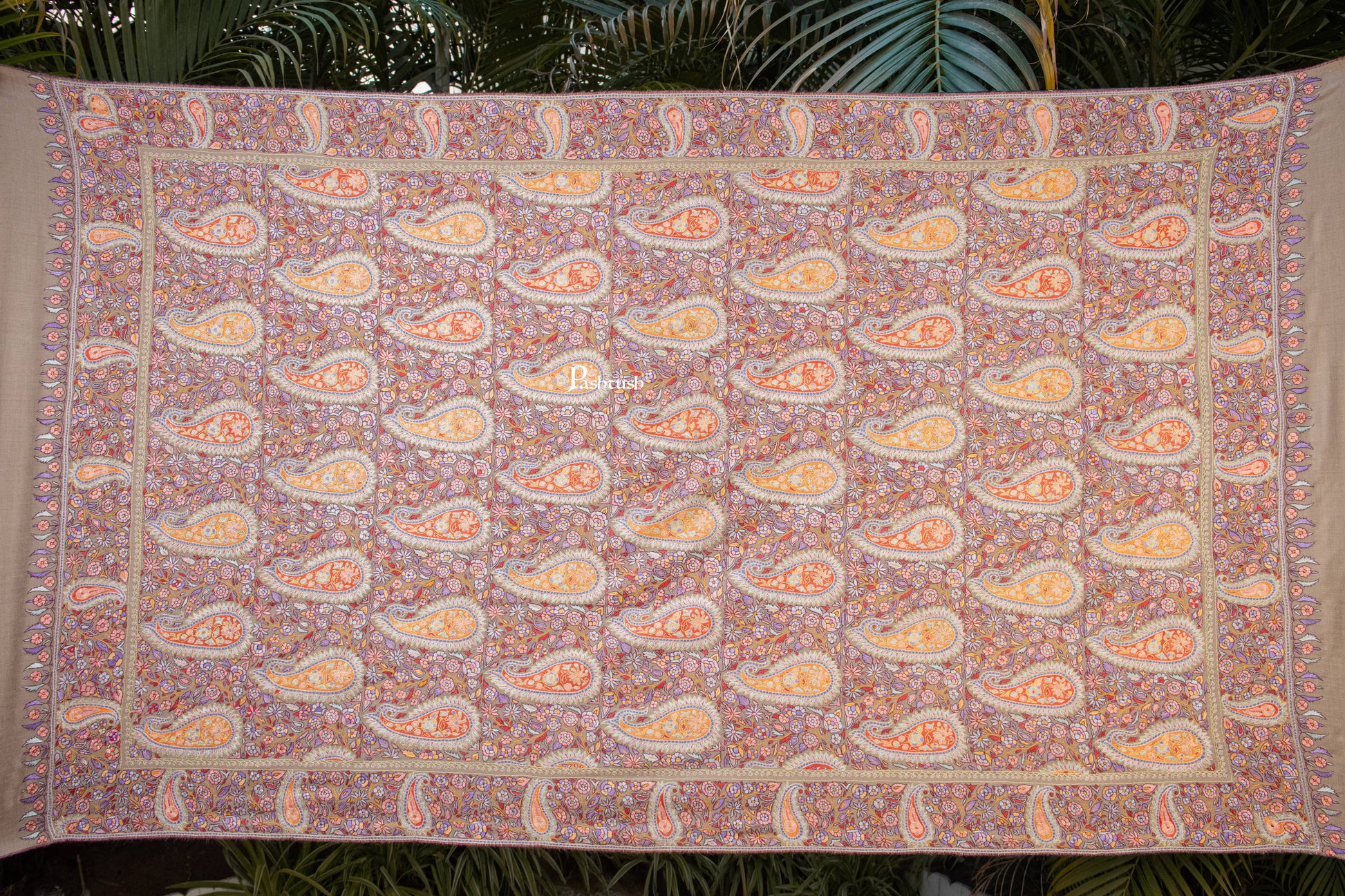 Pashtush India Womens Shawls Pashtush Womens Pure Pashmina Shawl, Multicolour With Natural Woven Base