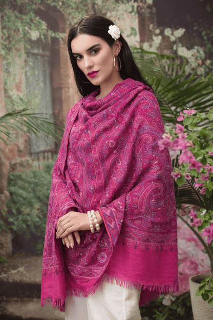Pashtush India Womens Shawls Pashtush Womens Pure Pashmina Shawl, Multicoloured Kashmiri Hand Embroidery Sozni, Ruby