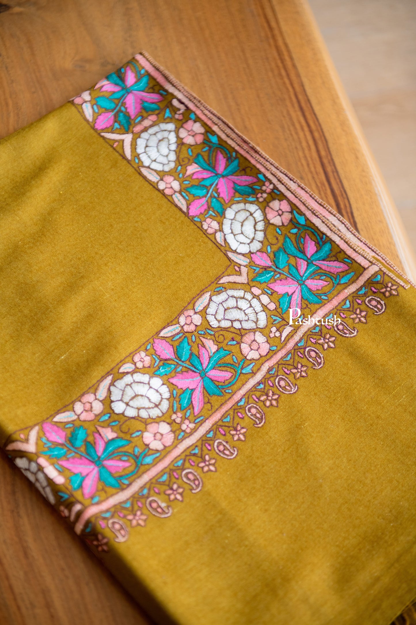 Pashtush India Womens Shawls Pashtush Womens Pure Pashmina Shawl, Mustard