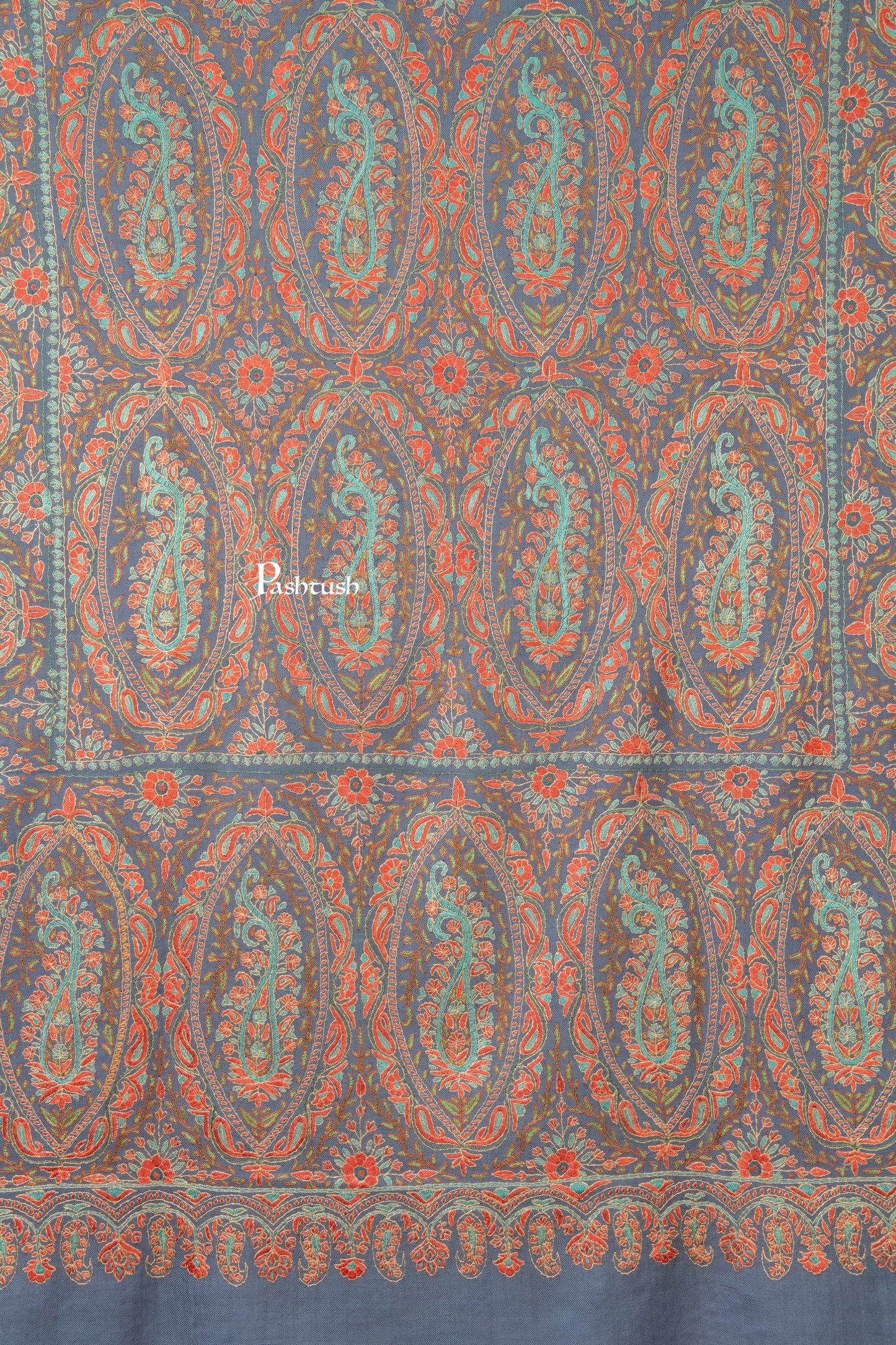 Pashtush India Womens Shawls Pashtush Womens Pure Pashmina Shawl, Muted Blue