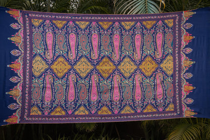 Pashtush India Womens Shawls Pashtush Womens Pure Pashmina Shawl, Navy Blue