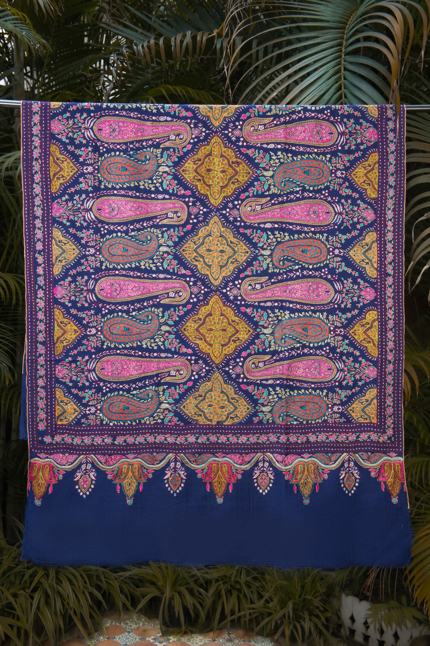 Pashtush India Womens Shawls Pashtush Womens Pure Pashmina Shawl, Navy Blue