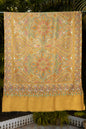 Pashtush India Womens Shawls Pashtush Womens Pure Pashmina Shawl, Papier Mache Hand Embroidery, Hand Woven Design, Mustard