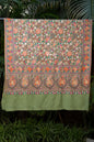 Pashtush India Womens Shawls Pashtush Womens Pure Pashmina Shawl, Papier Mache Hand Embroidery, Hand Woven, Gulabdaar Design, Olive Green