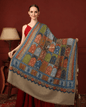 Pashtush India Womens Shawls Pashtush Womens Pure Pashmina Shawl, Papier Mache Hand Embroidery, Hand Woven, Taupe