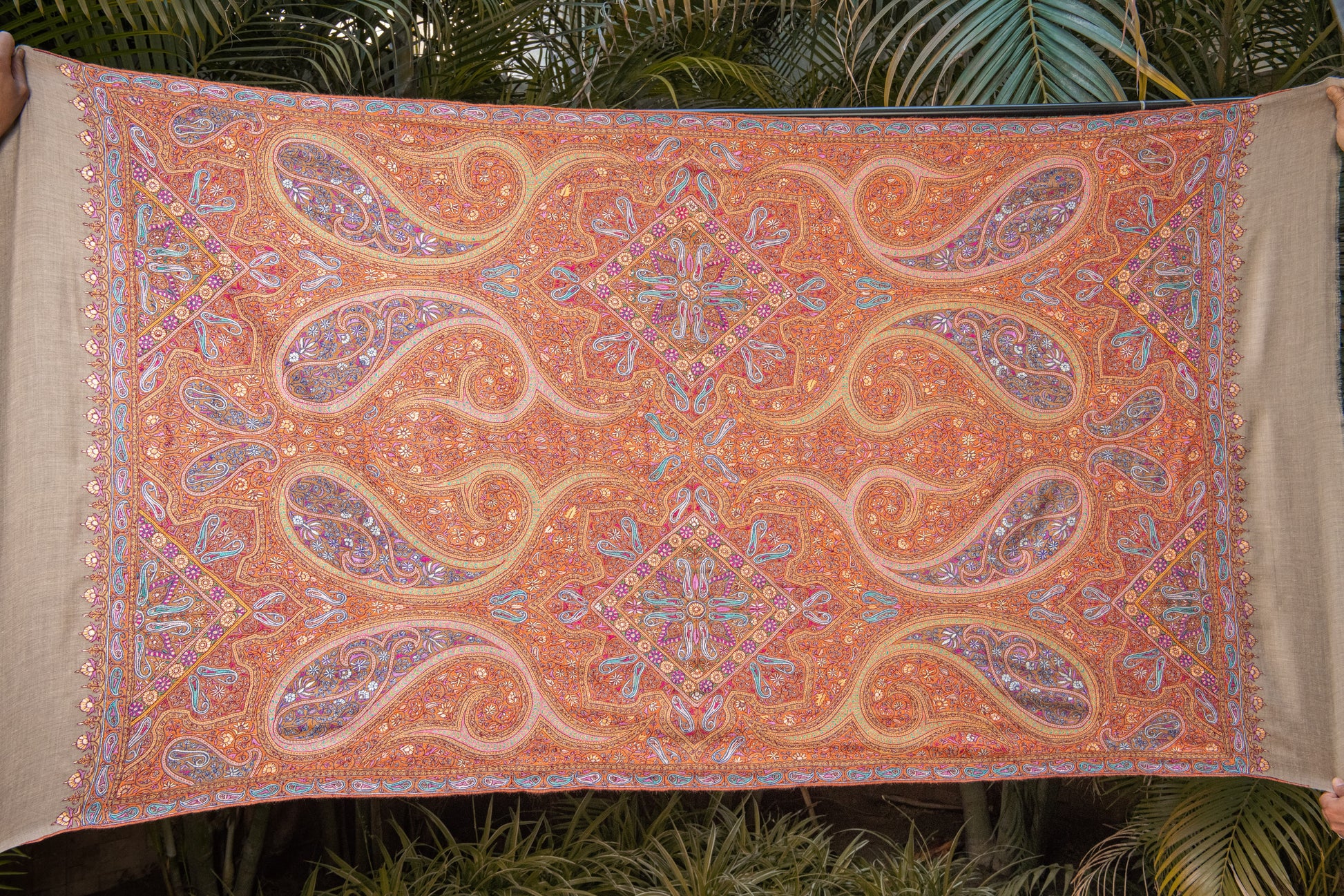 Pashtush India Womens Shawls Pashtush Womens Pure Pashmina Shawl, Sozni Hand Embroidery, Hand Woven Design, Khakikaar