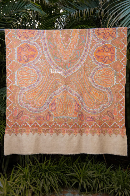 Pashtush India Womens Shawls Pashtush Womens Pure Pashmina Shawl, Sozni Hand Embroidery, Hand Woven Design, Khakikaar