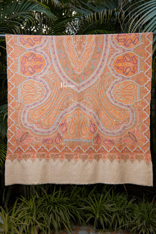 Pashtush India Womens Shawls Pashtush Womens Pure Pashmina Shawl, Sozni Hand Embroidery, Hand Woven Design, Khakikaar