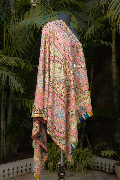 Pashtush India Womens Shawls Pashtush Womens Pure Pashmina Shawl, Sozni Hand Embroidery, Hand Woven, Kalamkari Design, Multicolour