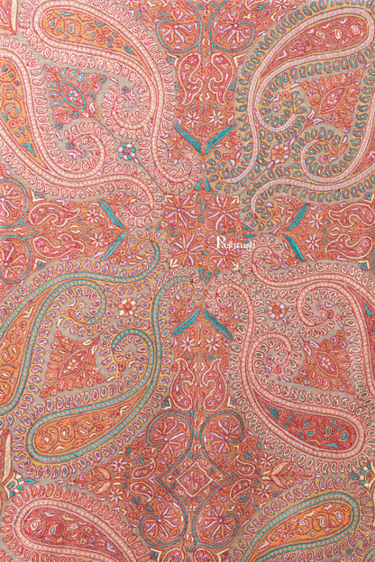 Pashtush India Womens Shawls Pashtush Womens Pure Pashmina Shawl, Sozni Hand Embroidery, Hand Woven, Tonal Design, Multicoloured with Natural Woven Base