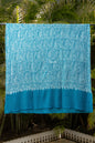 Pashtush India Womens Shawls Pashtush Womens Pure Pashmina shawl, tonal hand embroidery, handwoven, Aqua Blue
