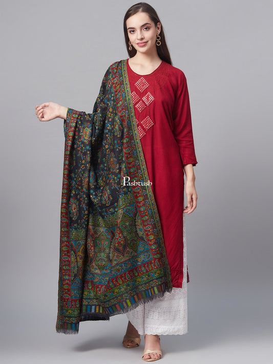 Pashtush India Womens Shawls Pashtush Womens Pure Wool Ethnic Shawl, Heritage Collection, Woolmark Certified