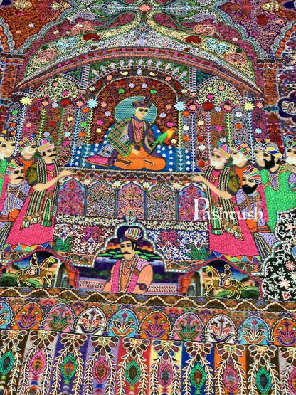 Pashtush India 100x200 Pashtush Womens Pure Wool, Hand Embroidered Kalamkari Shawl, With Woolmark Certificate