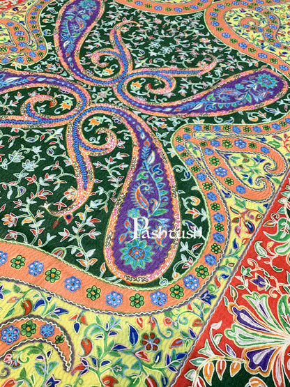 Pashtush India 100x200 Pashtush Womens Pure Wool, Hand Embroidered Kalamkari Shawl, With Woolmark Certificate