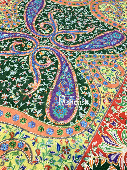 Pashtush India 100x200 Pashtush Womens Pure Wool, Hand Embroidered Kalamkari Shawl, With Woolmark Certificate