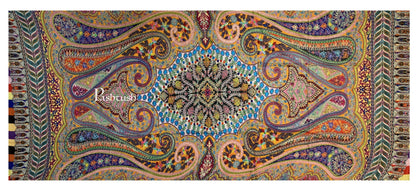 Pashtush India 100x200 Pashtush Womens Pure Wool, Hand Embroidered Kalamkari Shawl, With Woolmark Certificate