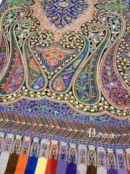 Pashtush India 100x200 Pashtush Womens Pure Wool, Hand Embroidered Kalamkari Shawl, With Woolmark Certificate