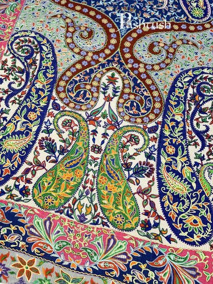 Pashtush India 100x200 Pashtush Womens Pure Wool, Hand Embroidered Kalamkari Shawl, With Woolmark Certificate